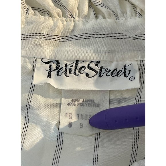 Vintage 80s High Collar Ruffle Blouse Size M Medium Striped Edwardian Gothic - Picture 2 of 8